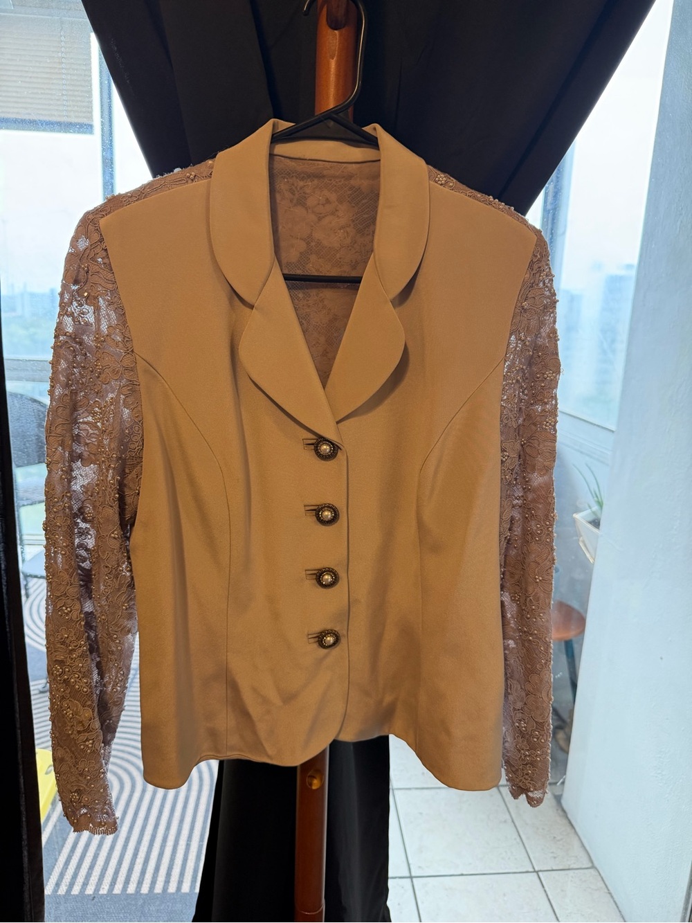 rickie freeman for teri jon beaded gray size 10 blazer formal
